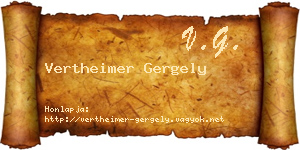 Vertheimer Gergely névjegykártya